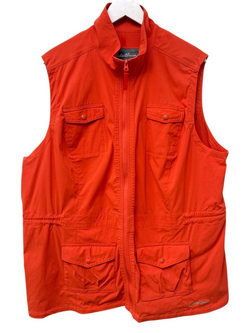 EDDIE BAUER Utility Vest Womens Plus Size 3X Orange Travex Stretch Zip Front